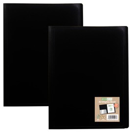 eco-eco A4 100% Recycled 20 Pocket Black Flexible Cover Portfolio Book Folder Display Book, eco017x2