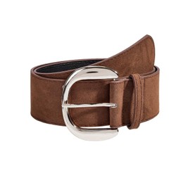 Yalice Women’s Wide Leather Belt for Dresses Vintage Western Cowgirls Thick Waist Belts Chunky Suede Belt with Metal Buckle (Brown-Silver Buckle, Fits Waist Size:29''-35'')