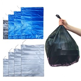Flat Recycling Trash Bags - 100 Count (15L-70L, Clear/Black/Blue) 01. 38x53cm 100 pcs Clear