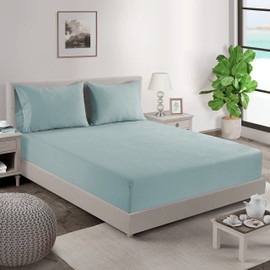 Lane Linen 100% Organic Cotton Pillow Cases Standard Size Set of 2 (20"x26") - Cotton Pillowcases Standard Size - Soft Light Blue Pillow Cases Set of 2 - Standard Pillow Case Pack of 2 - Cool Blue