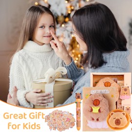 Capybara Diary Gift for Girls Kids Journal Travel Notebook for Writing, Capybara Secret Diary Journal Notebook with Plush Purse Multicolored Pen and Sticker Practical Gift for Birthday, Christmas