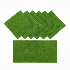 8 Pcs 6 X 6 Inch Fake Grass Decor for Crafts, Premium Realistic Artificial Grass for Miniature Ornament Projects, Model Turf Grass for DIY Fairy Garden Accessories, Dollhouse, Diorama & Decor Kit