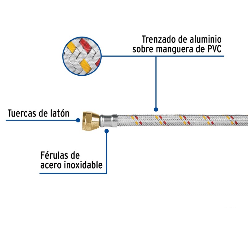 Pretul FGA-15P, Manguera para gas, aluminio, 3/8" X 150 cm,