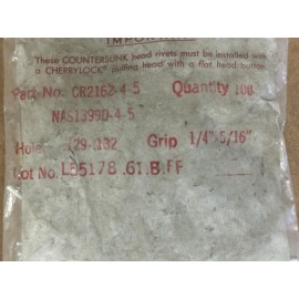 CHERRY RIVETS CR2162-4-5 SA NAS1399D4-5 SET OF 100 EACH NEW