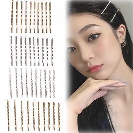 XINSHEYE ヘアピン ゴールド アメピン ヘアピン おしゃれ 金 シルバー 髪 40枚セット 前髪クリップ シンプル ヘアアクセサリー 髪飾り 合金 入学式 卒業式 結婚式 レディース用