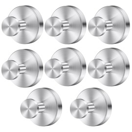 Fasbeu Silver Waterproof Suction Cup Hooks, 8-Pack Heavy Duty Stainless Steel No Drill Shower Hooks for Hanging Towels, Robes, Loofahs, Holder Holds Strong on Tile, Glass, Mirror, Wall, Bathroom Door