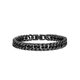 Prosteel men's bracelet, stainless steel, 18 carat gold-plated, black, curb chain bracelet for men, boys, heavy links, link chain bracelet, 19/21/23 cm, hip hop, rapper fashion jewellery 8 mm / 12 mm / 19.5 mm / 17 mm, Stainless Steel