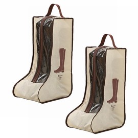 Travel Shoe Bags Tall/Short Boots Storage Bags Dust-proof Shoe Storage Organizer Shoe Pouch with Zipper for Travel and Daily (2 pack tall beige)