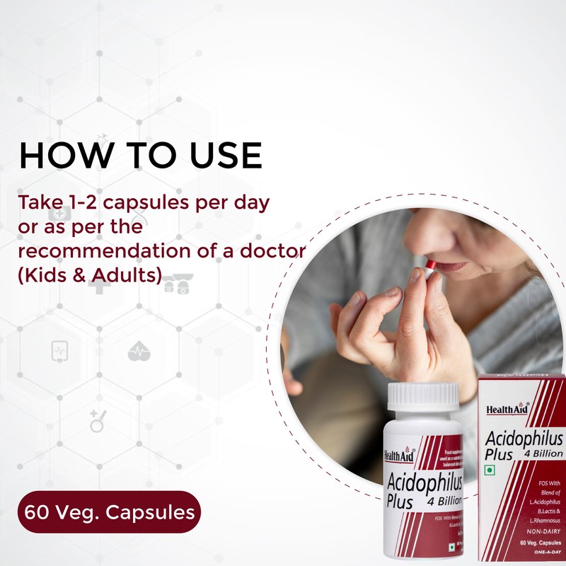 HealthAid Acidophilus Plus 4 Billion - 60 Vegicaps