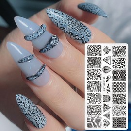 MWOOT 6 Pieces Nail Stencil Stamp, Heart Geometry Lines Animal Snake Theme Nail Art Stamp Plate, Nail Art Plates, Nail Stamp, Manicure Tool Kit