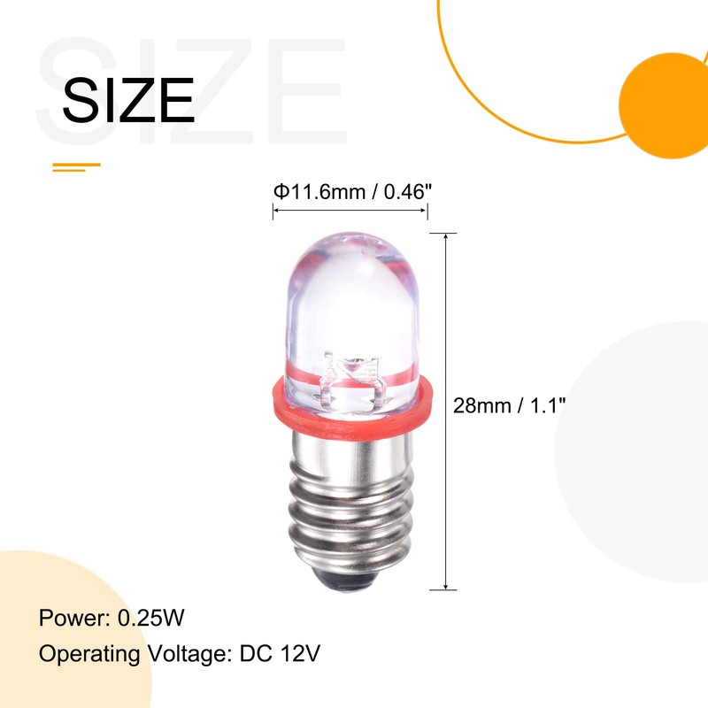 MECCANIXITY E10 Screw Base LED Bulb DC 12V 0.25W Round