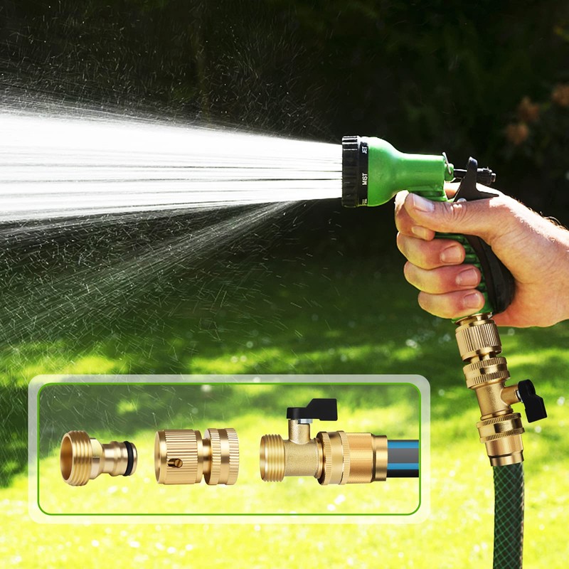 Mdlufee Garden Hose Quick Connector,3/4 inch Brass Shut Off Valve