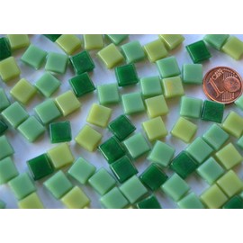 Pack of 100 Mini Mosaic Green Mix 8 x 8 mm Approx. 50 g