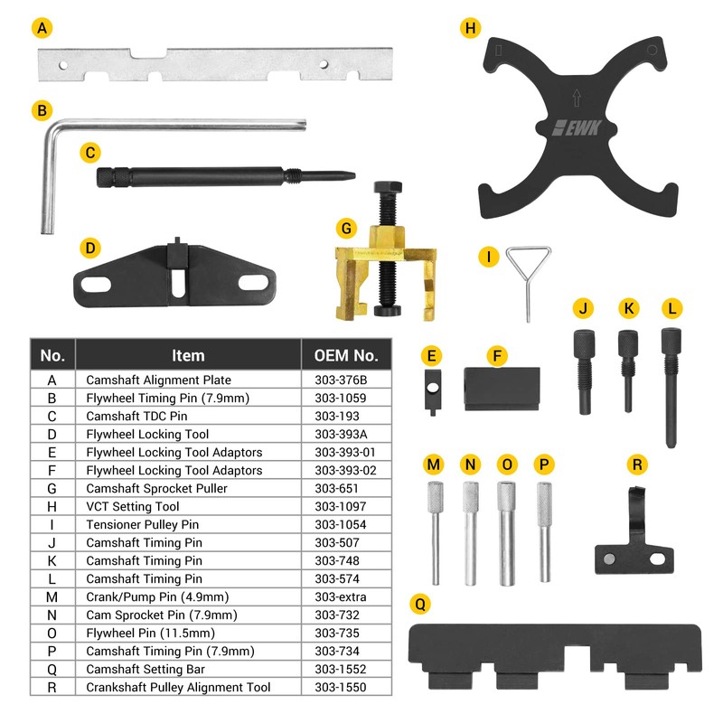 EWK Camshaft Alignment & Timing Tool Kit for Ford 1.25–2.0L