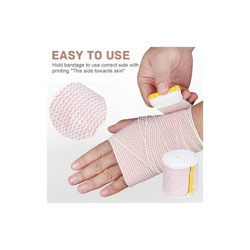 Compression Bandage, Elastic Bandage Wrap 6PCS Bandage Wrap Roll with