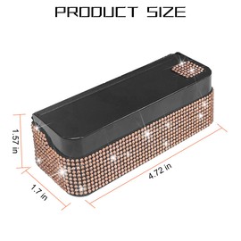 Sandfren Bling Coin Holder for Car, Crystal Rhinestones Vehicle Change Box Money Dispenser with 4 Compartments, Diamond Automotive Storage Organizers, Universal for SUV, Sedan, Truck (Champagne)