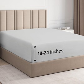 CGK Unlimited King Sábana de Cajón con Esquinas Extra Altas - Sábana de Cajón para Colchones Extra Altos – Sábanas Tamaño King – Se Adapta a Colchones de 457 a 61 cm