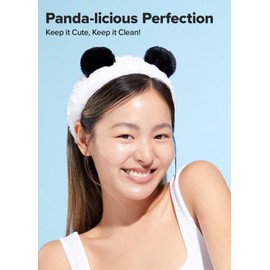 I DEW CARE Face Wash Headband - Panda Headband | Adorable Design, Perfect for Washing Face, Cleansing, Bath, Skincare, Makeup and Spa, 100% Microfiber, Black and White, Non Slip, Reusable, 1 Count