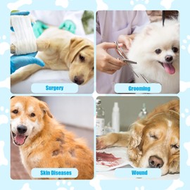 Dog Cone Collar,Adjustable Dog Cones After Surgery Soft,Anti Licking Device,with Bandage,Protect Pet's Neck,Suitable for Pets After Surgery (Blue-Green M)