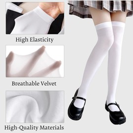 Jieaissna Women's Over-the-Knee Stockings,Women's Opaque Nylon Thigh Highs,Girls velvet knee-high socks,Girls white casual socks