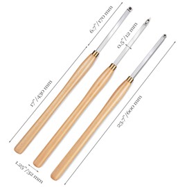Woodturning Carbide Lathe Tools, 23.7" Pro Size Wood Turning Tool Set of 3 Rougher Detailer Finisher