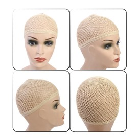 2 Pieces Wig Caps Hair Net for Long Hair Wig Mesh Cap Weaving Wig Cap Mesh Net Open End Wig Cap for Women (Beige L）