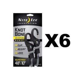 Nite Ize KnotBone Adjustable Bungee Large 9mm 10"-48" w/Carabiner Clip (6-Pack)