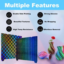 IdeaFormer Rainbow Mesh+Plaid PES Pressure Plate for Creality K1/K1C/K1 SE/Ender 5 S1/Ender 3 S1 Pro/Ender 3 S1/Ender 3 V3 SE/KE, Spring Steel PES Spring Steel Plate K1C Build Plate 235 x 235 cm