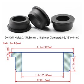 5 pcs 2" Drill Hole，1-9/16"ID Black Silicone Top hat Rubber Grommets for Wiring，Automotive，Firewall，Hole Plug，Desk，Screw，Water and Gas Pipe，Drain，House Siding，Cable Bushing，Glass，Wire Plug