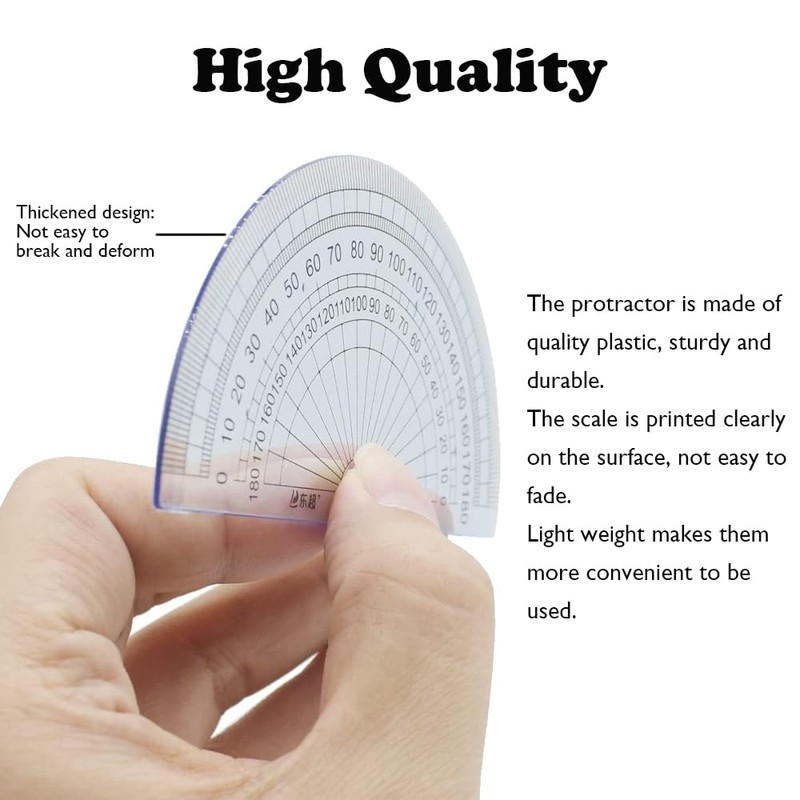 Saiyqsff20 Pcs Plastic Protractor Thickened Degrees Clear Protractor 180 Degrees