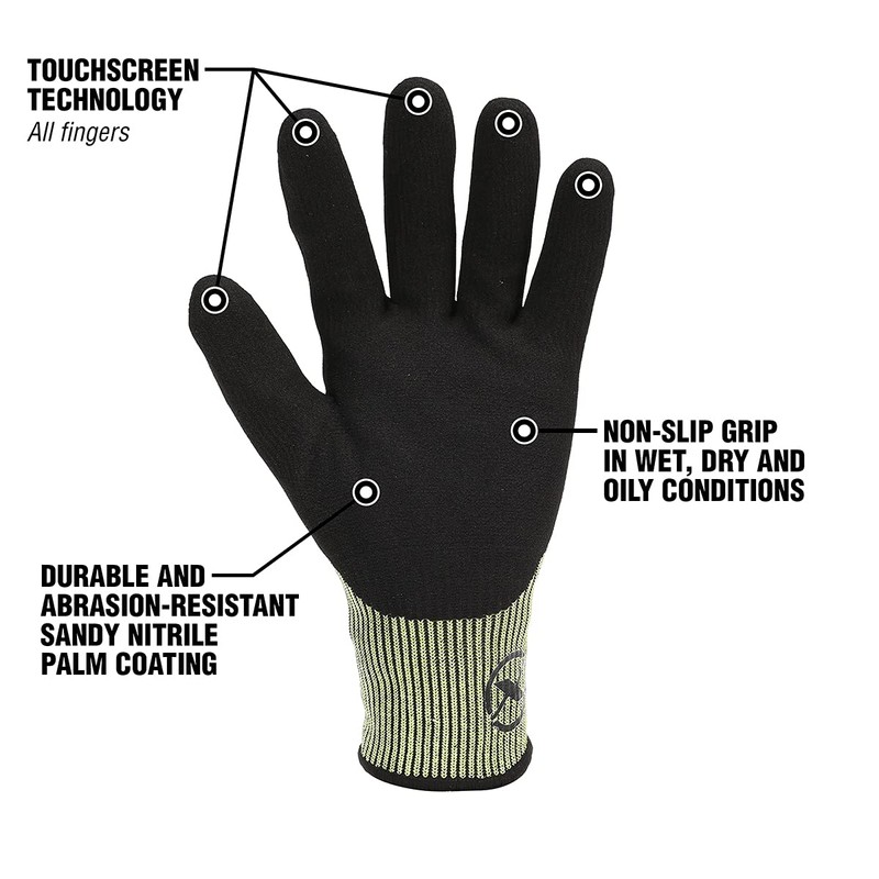 Flexzilla Pro GC160PXL Cut Resistant Sandy Nitrile Dip Gloves, ANSI
