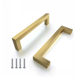 SYDARSYN Pack of 2 Furniture Handles, Gold Cabinet Handles for Kitchen Cabinets, Hole Spacing 192 mm, Kitchen Handles, Stainless Steel Handles, Furniture