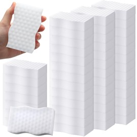 SiliFine 60 Pack Magic Extra Durable Sponge Eraser 3 Layer Density Melamine Cleaning Pads in Bulk Thick More Lasting Sponge Eraser for Bathroom Kitchen Floor Bathtub Toilet Cleaner (White)