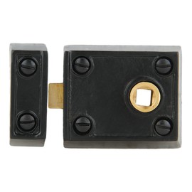 A29 Small 2 3/8 Inch Iron Rim Latch, Black Powder Coat Finish