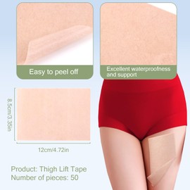 Gosknor Pack of 50 Thigh Lifting Tapes for Women, Elastic Invisible Cellulite Tape, Waterproof, Anti-Chafing Lift and Glow Patches for Disposable Use for Inside the Thighs