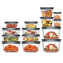 Rubbermaid 2108373 Meal Prep Premier Recipiente para almacenar alimentos, Juego, Gris, 28 piezas, 1