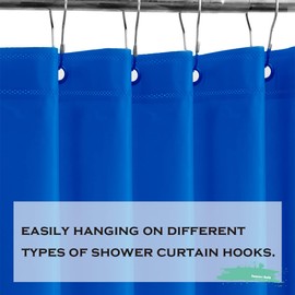 Eazzier Bath Royal Blue Plastic Shower Curtain Or Liner, 72x72 Inch Lightweight Blue Lolite Plastic Bathroom Shower Showroom Inner Curtain with Rustproof Metal Grommet Holes and Weighted Magnets