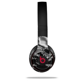 WraptorSkinz Skin Compatible with Beats Solo 4, Solo 3 and Solo 2 Wireless Headphones - Chrome Skull on Black - Decal Vinyl Wrap (Headphones NOT Included)