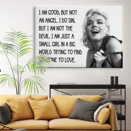 Marilyn Monroe 'I am good, but not an angel' Quote Canvas Art Wall Art Home Decor (24in x 18in Gallery Wrapped)