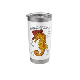 Seahorse Cowboy Hat Aquatic Sea Animal Fish Hippocampus Stainless Steel Insulated Tumbler