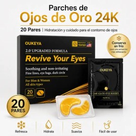 Mascarillas Ojos Oro 24k Hidratantes Ojeras 20 Pares