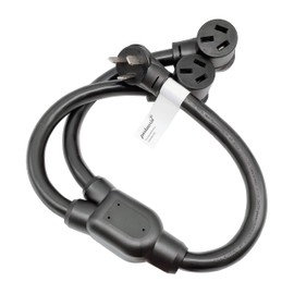 Parkworld 61056 NEMA 10-50 Range Splitter Cord, 6 Gauge 240V Splitter Industrial Male Plug 10-50P to (2) 10-50R Female connectors, 6 AWG, 3 feet