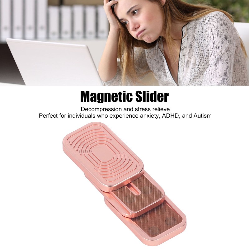 Magnetic Metal Slider ADHD Adults Fidget Decompression Toy Haptic Coin