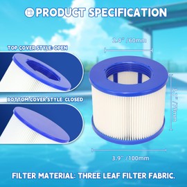 Promavot Hot Tub Filter Cartridge Replacement - Screw-in Spa Filters Compatible with All RELXTIME, ALEKO, Wejoy, Aquaspa Inflatable Hot Tubs & Other Spas (WV-SPA-6PCS)