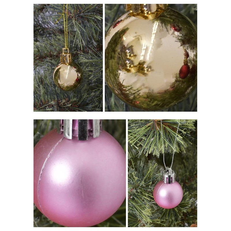 Christmas Tree Ornaments Colorful Balls 3cm Set of 36 Pink