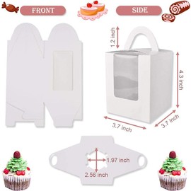 Individual Cupcake Boxes,25PCS Single Cupcake Boxes Individual with Window Cupcake Holders White Bakery Cupcake Box for Birthdays Party, Weddings, Bridal Showers,Church Bakery Party (White 25pcs)