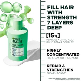 Garnier Fructis Hair Filler + Bonding Fiber Repair Pre-Shampoo Treatment, For Damaged Hair, Repairs & Strengthens Broken Bonds, Fills Hair with Strength 7 Layers Deep,300ml