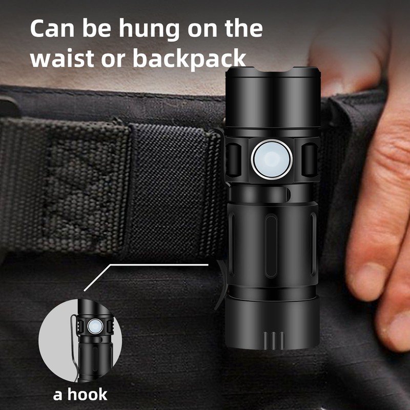 800LM Mini Flashlight Small Pocket EDC Light USB Rechargeable Keychain