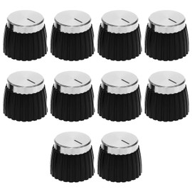 The Lord of the Tools 10PCS Audio Knobs Shaft Pots Knob Amplifier Push On Audio Knob Barrel Audio Knob Compatible with Marshall Amp JCM 800 900 2000 Plexi JMP, Black and Silver
