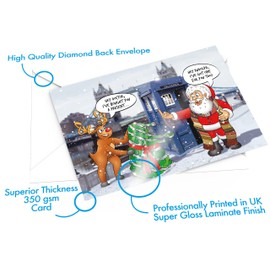 STREET SANTA - Doctor Who Themed Christmas Card - Large A5 Card Size - Funny Humour - Made in the UK - Hey Doctor I've Bought You A Present - For Dr Who Fans